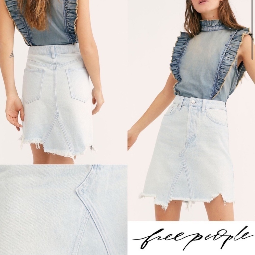 Free People Blue Asymmetrical A-line Skirt